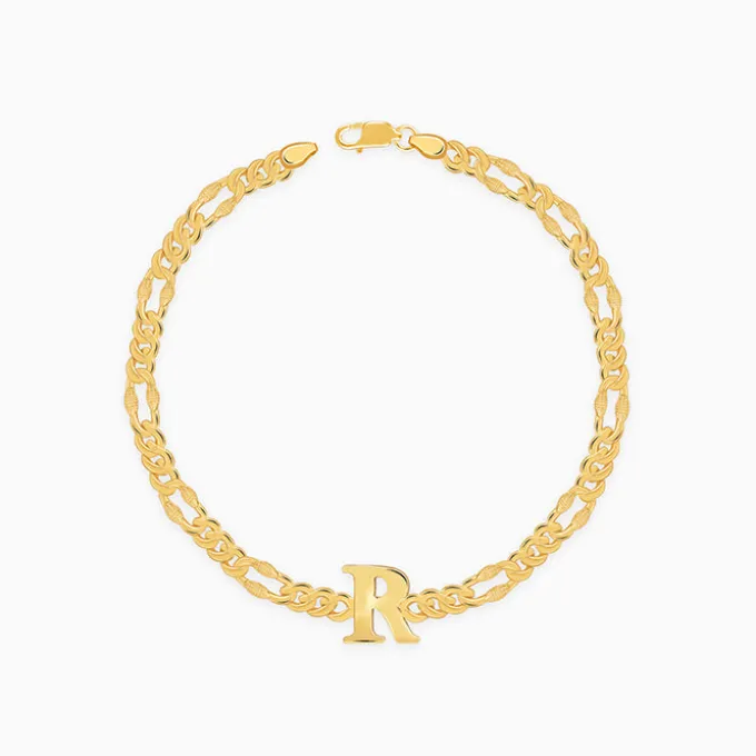 Golden Personalised Alpha Initial Bracelet For Him