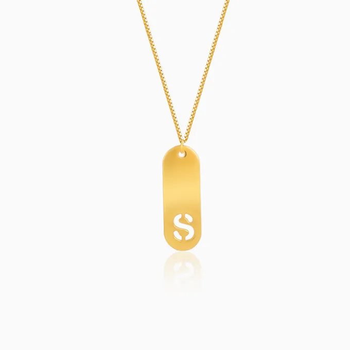 Golden Personalised Alpha Tag Initial Pendant For Him