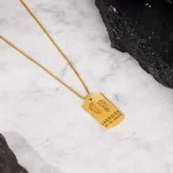 Golden Personalised Baby Foot Print Pendant For Him