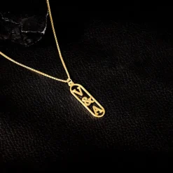 Golden Personalised Bar Initial Pendant For Him