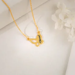 Golden Personalised Butterfly Necklace
