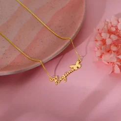 Golden Personalised Butterfly Pendant