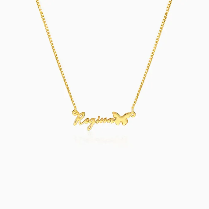 Golden Personalised Butterfly Pendant