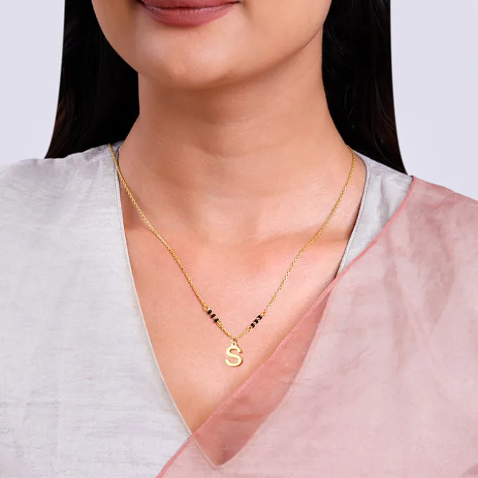 Golden Personalised Cherished Initial Mangalsutra