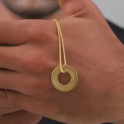Golden Personalised Circular Pendant For Him