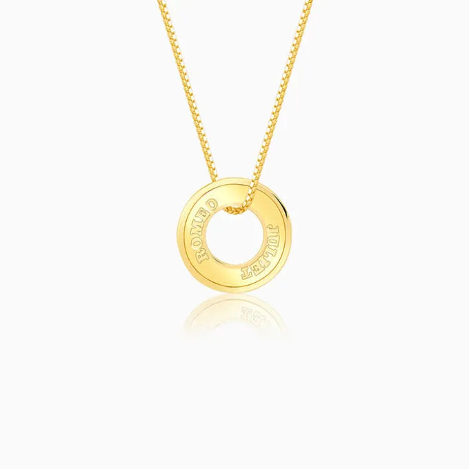 Golden Personalised Circular Pendant For Him