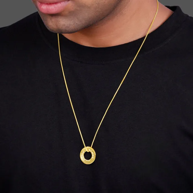 Golden Personalised Circular Pendant For Him