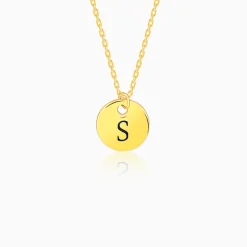 Golden Personalised Classic Initial Pendant with Link Chain