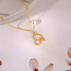 Golden Personalised Classic Heart Necklace
