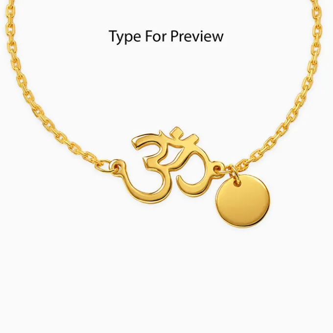 Golden Personalised Classy Om Heartbeat Bracelet