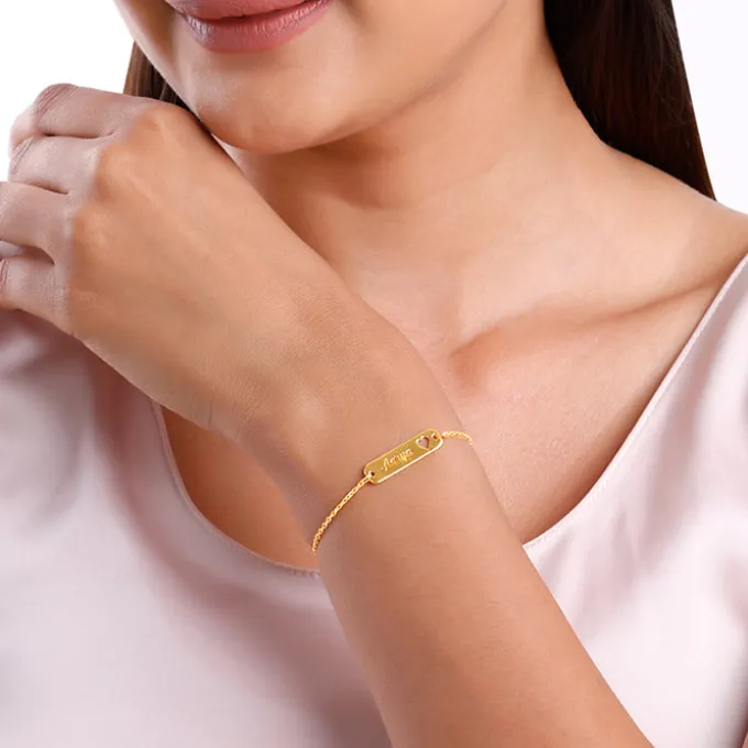 Golden Personalised Cosy Heart Bracelet