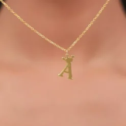 Golden Personalised Crown Initial Pendant