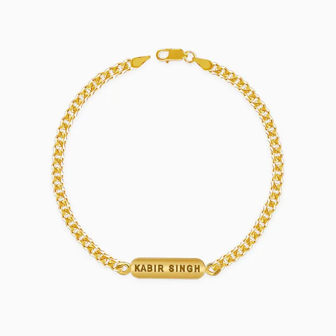 Golden Personalised Cuban Bracelet for Him