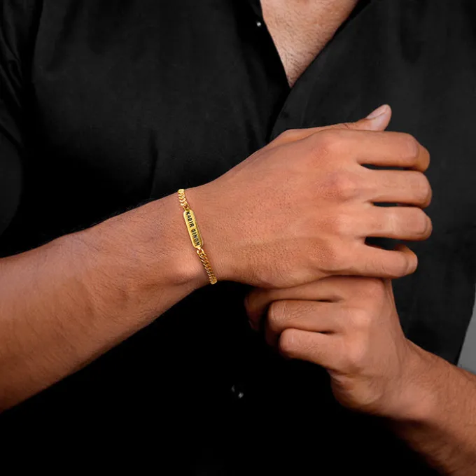 Golden Personalised Cuban Bracelet for Him