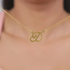 Golden Personalised Cursive Initial Necklace