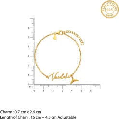 Golden Personalised Cute Mermaid Tail Bracelet