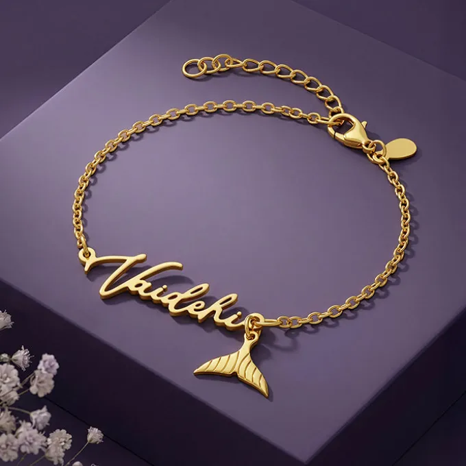 Golden Personalised Cute Mermaid Tail Bracelet