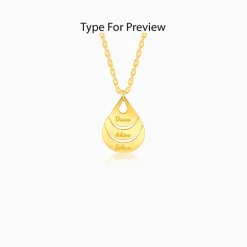 Golden Personalised Dreamy Teardrop Pendant With Link Chain