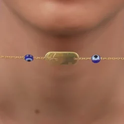 Golden Personalised Evil Eye Name Bracelet