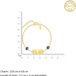 Golden Personalised Evil Eye Name Bracelet