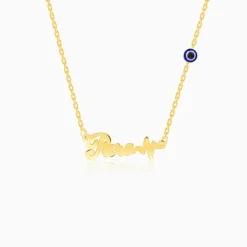 Golden Personalised Evil Eye Heartbeat Necklace