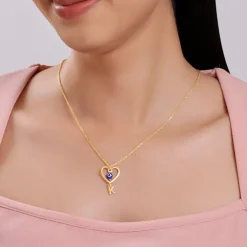 Golden Personalised Evil Eye Heart Initial Pendant