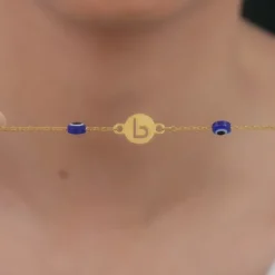 Golden Personalised Evil Eye Initial Bracelet