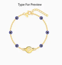 Golden Personalised Evil Eye Initial Bracelet