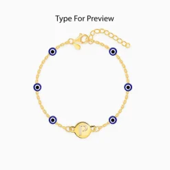 Golden Personalised Evil Eye Initial Bracelet