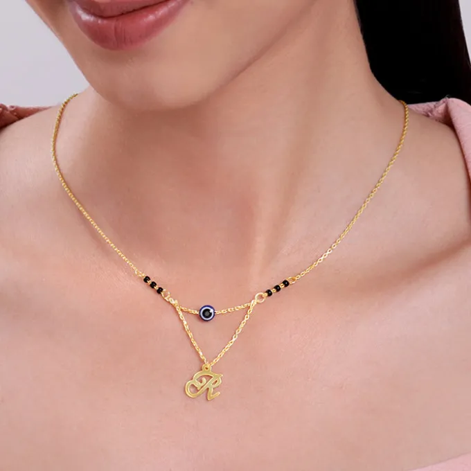 Golden Personalised Evil Eye Mangalsutra Necklace