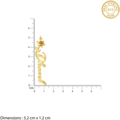 Golden Personalised Flower Name Pendant with Link Chain