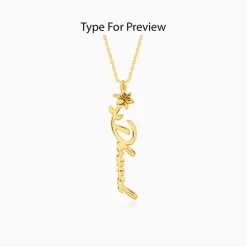 Golden Personalised Flower Name Pendant with Link Chain