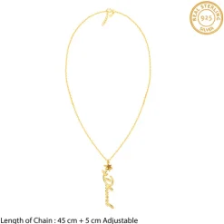 Golden Personalised Flower Name Pendant with Link Chain