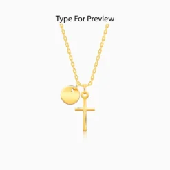 Golden Personalised Halo Cross Pendant With Link Chain