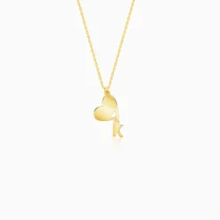 Golden Personalised Heart Initial Pendant