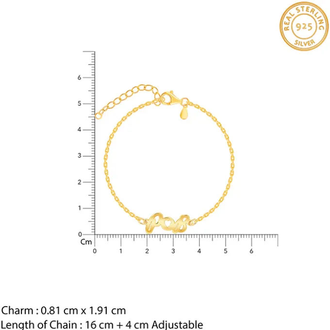 Golden Personalised Heart You Initial Bracelet
