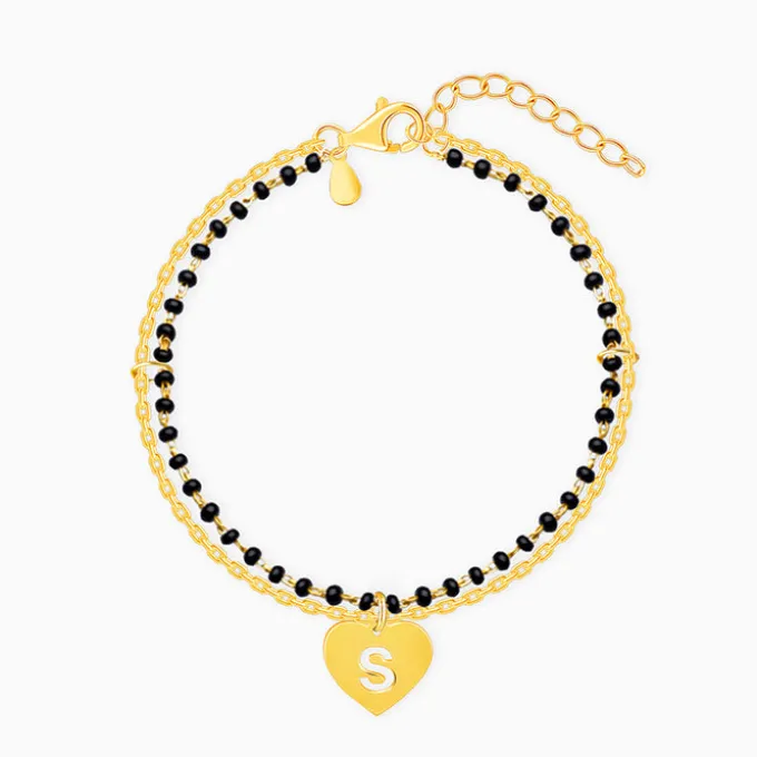 Golden Personalised Heartfelt Initial Mangalsutra Bracelet