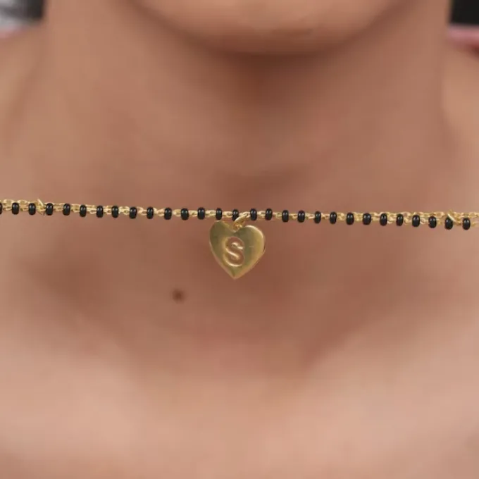 Golden Personalised Heartfelt Initial Mangalsutra Bracelet