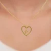 Golden Personalised Heart of Initial Pendant