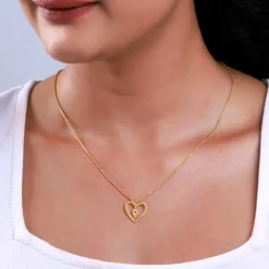 Golden Personalised Heart of Initial Pendant