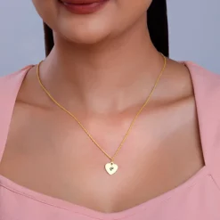 Golden Personalised Heart Initial Pendant With Link Chain