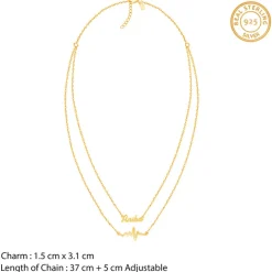 Golden Personalised Heartbeat Layered Necklace