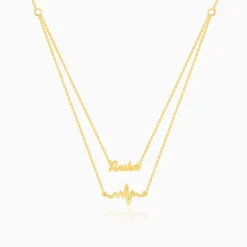 Golden Personalised Heartbeat Layered Necklace