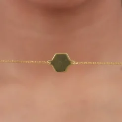 Golden Personalised Hexagon Initial Bracelet