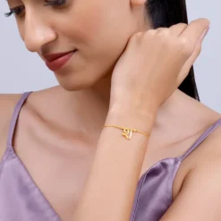 Golden Personalised Hindi Initial Bracelet