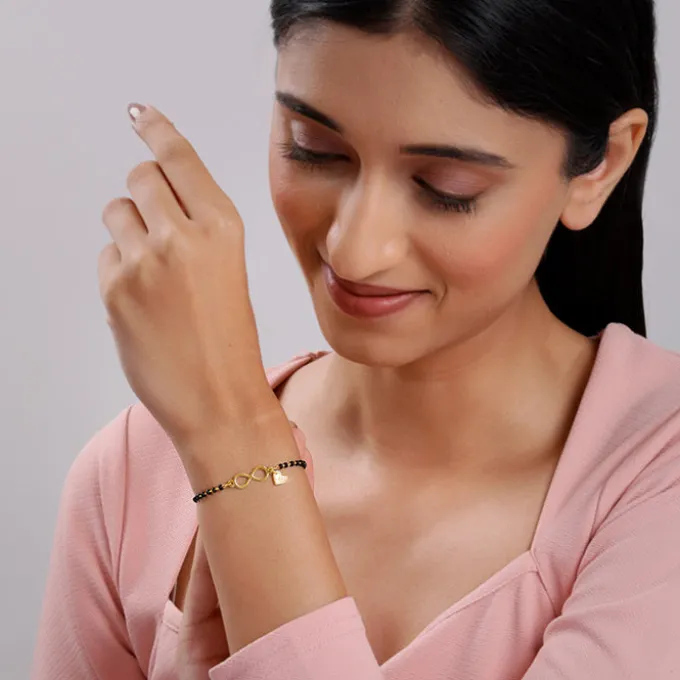 Golden Personalised Infinity Love Mangalsutra Bracelet