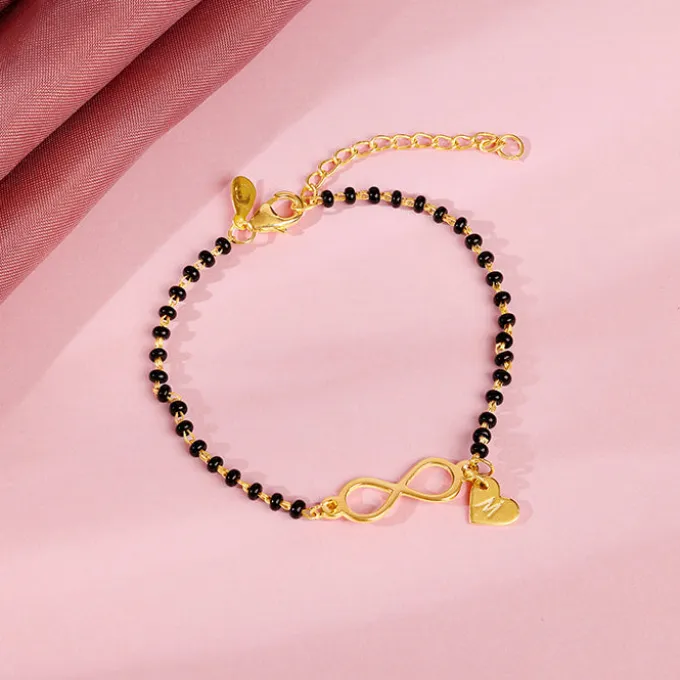 Golden Personalised Infinity Love Mangalsutra Bracelet
