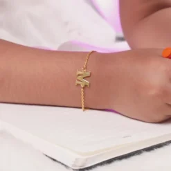 Golden Personalised Initial Kids Bracelet (2 - 8 Years)