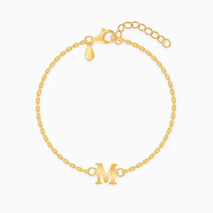 Golden Personalised Initial Kids Bracelet (2 - 8 Years)