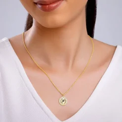 Golden Personalised Initial Grace Pendant with Link Chain